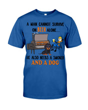 Load image into Gallery viewer, A Man Loves Beer And Dachshund Gift For Dog Lovers Guys Tee

