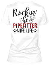 Load image into Gallery viewer, Rockin' The Pipefitter Wife Life Custom Design Gift For Friends Ladies V-Neck
