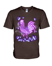 Load image into Gallery viewer, Chicken Purple Butterflies Gift For Chicken Lovers Guys V-Neck
