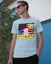 Load image into Gallery viewer, Pig America Flag Sunflower Special Custom Design Guys Tee
