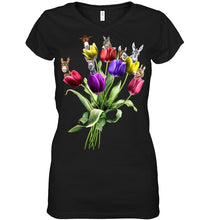Load image into Gallery viewer, Vintage Funny Donkey With Tulip Trending For Donkey Lovers Ladies V-Neck
