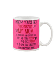 Load image into Gallery viewer, I Know You're Not Technically My Mom But Your Love Keep Me From Prison Mug
