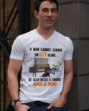 Load image into Gallery viewer, A Man Loves Beer And Dachshund Gift For Dog Lovers Guys V-Neck

