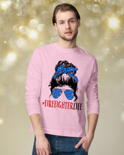 Load image into Gallery viewer, Firefighter Make You Life Safe Lady With Blue Ribbonhead Gift For Women Unisex Long Sleeve
