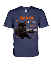 Load image into Gallery viewer, Black Cat Kisses Fix Everything Gift For Cat Lovers Guys V-Neck
