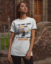 Load image into Gallery viewer, A Man Loves Beer And Dachshund Gift For Dog Lovers Guys Tee
