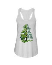 Load image into Gallery viewer, Into The Forest I Go To Lose My Mind Find My Soul Ladies Flowy Tank
