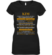 Load image into Gallery viewer, Kim Custom Name Gift A Warrior's Mentality With A Poet's Soul Ladies V-Neck
