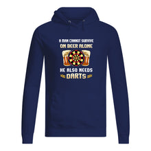 Load image into Gallery viewer, A Man Cannot Survive On Beer Alone He Also Needs Darts Trending Hoodie
