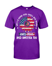 Load image into Gallery viewer, Good Girl Loves Her Mama Loves Jesus and America Too Design Guys Tee
