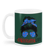 Load image into Gallery viewer, Firefighter Make You Life Safe Lady With Blue Ribbonhead Gift For Women Mug
