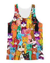 Load image into Gallery viewer, Colorful Cartoon Cat Face Gift For Cat Lovers Unisex Tank Top
