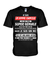 Load image into Gallery viewer, Je Suis Un Homme Chanceux J'ai Line Femme Custom Design Je Suis Son Roi Guys V-Neck
