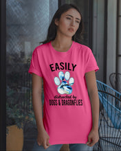Load image into Gallery viewer, Easily Distracted By Dogs And Dragonflies Gift For Dog Lovers Guys Tee
