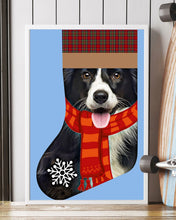 Load image into Gallery viewer, Santa Border Collie In Stock Gift For Dog Lovers Vertical Poster
