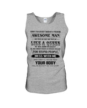 Load image into Gallery viewer, I'm Already Taken By An August Freaking Awesome Man For Birthday Gift Unisex Tank Top
