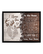 Load image into Gallery viewer, Deer I Choose You Custom Name Gift For Fiance Framed Matte Canvas
