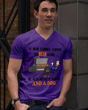 Load image into Gallery viewer, A Man Loves Beer And Dachshund Gift For Dog Lovers Guys V-Neck
