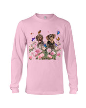 Load image into Gallery viewer, German Wirehaired Pointer With Peonies Gift For Dog Lovers Unisex Long Sleeve

