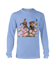Load image into Gallery viewer, German Wirehaired Pointer With Peonies Gift For Dog Lovers Unisex Long Sleeve
