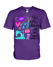 Load image into Gallery viewer, She Works Willingly With Her Hands Proverbs 31 13 Gift For Sewing Lovers Guys V-Neck
