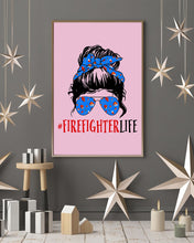 Load image into Gallery viewer, Firefighter Make You Life Safe Lady With Blue Ribbonhead Gift For Women Vertical Poster
