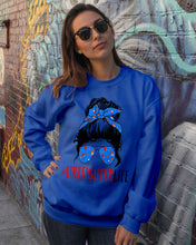 Load image into Gallery viewer, Firefighter Make You Life Safe Lady With Blue Ribbonhead Gift For Women Sweatshirt
