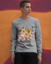 Load image into Gallery viewer, Peonies Garden Butterflies Pomeranian Gift For Dog Lovers Unisex Long Sleeve
