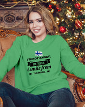 Load image into Gallery viewer, I'm Not Angry I'm Finnish I Smile From The Inside Trending Sweatshirt
