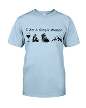 Load image into Gallery viewer, Simple Woman Loves Wine Camping Shoes And Climbing Guys Tee
