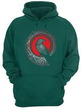 Load image into Gallery viewer, Raven Viking Culture Celtic Design Gray And Red Hoodie
