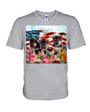 Load image into Gallery viewer, American Flag Sky Flower German Shepherd Gift For Dog Lovers Guys V-Neck
