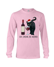 Load image into Gallery viewer, Cat Drink And Be Merry Meaningful Gift For Women Unisex Long Sleeve
