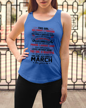 Load image into Gallery viewer, This Girl Has Fought A Thousand This Girl Was Born In March Ladies Flowy Tank
