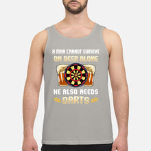 Load image into Gallery viewer, A Man Cannot Survive On Beer Alone He Also Needs Darts Trending Unisex Tank Top
