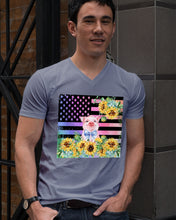 Load image into Gallery viewer, Pig America Flag Sunflower Special Custom Design Guys V-Neck
