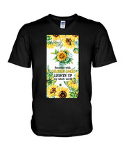 Load image into Gallery viewer, Someone With Childhood Cancer Lights Up My Whole World Trending Guys V-Neck
