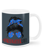 Load image into Gallery viewer, Firefighter Make You Life Safe Lady With Blue Ribbonhead Gift For Women Mug
