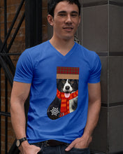 Load image into Gallery viewer, Santa Border Collie In Stock Gift For Dog Lovers Guys V-Neck
