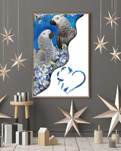 Load image into Gallery viewer, Magical Gray Couple African Parrot Gift For Bird Lovers Vertical Poster
