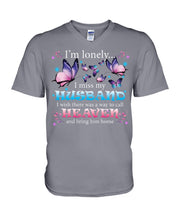 Load image into Gallery viewer, I'm Lonely I Miss My Husband Butterfly Gift For Lover Guys V-Neck
