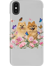Load image into Gallery viewer, Peonies Garden Butterflies Pomeranian Gift For Dog Lovers Phone case
