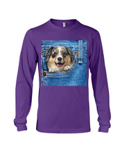 Load image into Gallery viewer, Australian Shepherd In Denim Pocket Gift For Dog Lovers Unisex Long Sleeve
