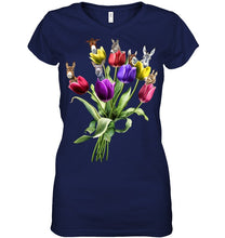 Load image into Gallery viewer, Vintage Funny Donkey With Tulip Trending For Donkey Lovers Ladies V-Neck
