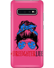 Load image into Gallery viewer, Firefighter Make You Life Safe Lady With Blue Ribbonhead Gift For Women Phone case
