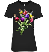 Load image into Gallery viewer, Vintage Funny Donkey With Tulip Trending For Donkey Lovers Ladies Tee
