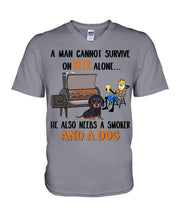Load image into Gallery viewer, A Man Loves Beer And Dachshund Gift For Dog Lovers Guys V-Neck
