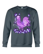 Load image into Gallery viewer, Chicken Purple Butterflies Gift For Chicken Lovers Sweatshirt
