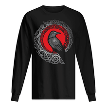 Load image into Gallery viewer, Raven Viking Culture Celtic Design Gray And Red Unisex Long Sleeve
