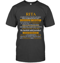 Load image into Gallery viewer, Rita Custom Name Gift A Warrior's Mentality With A Poet's Soul Guys Tee
